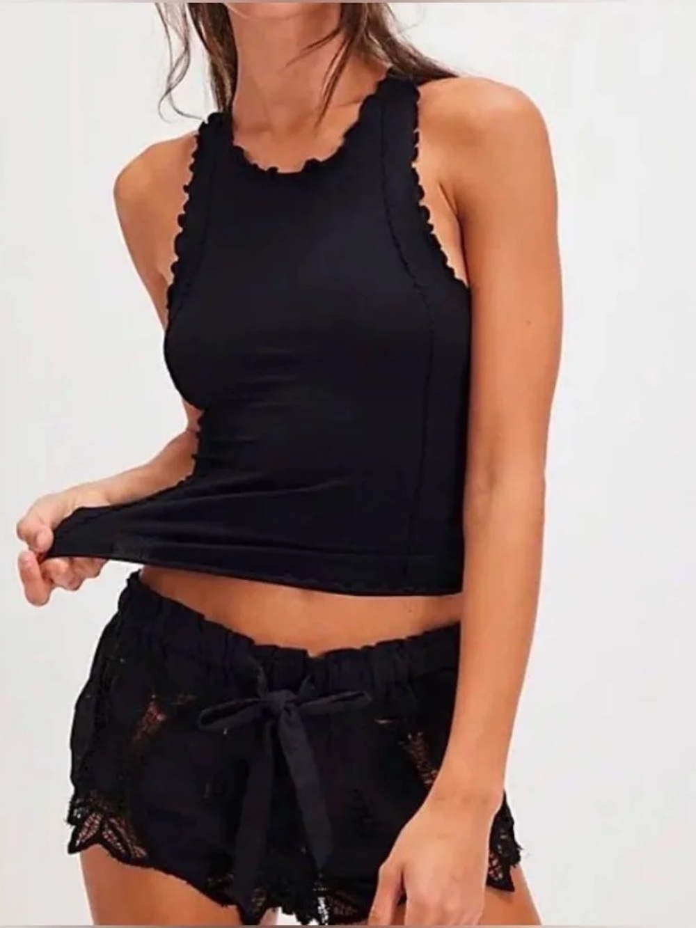 Black Ribbed Tank Top - Women's